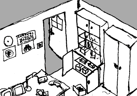 Go out and get to the place using whatever means you have available but leave the room, already!